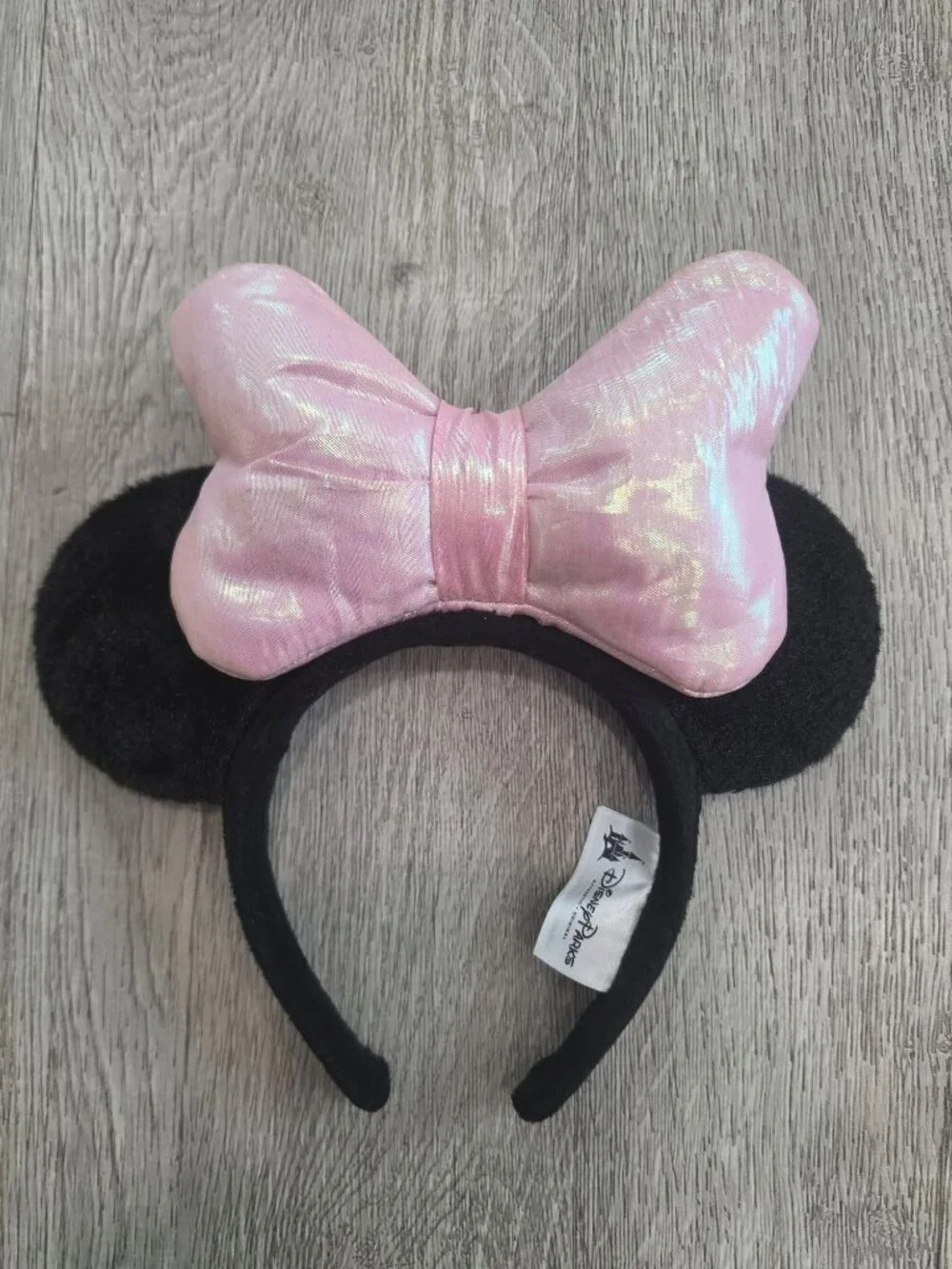 Disney Parks Minnie Mouse Ears Headband With Pink Iridescent Bow